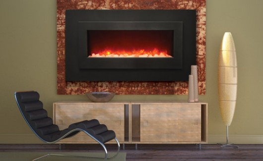 Amantii Sierra Flame WM-FML-48 Linear Electric Fireplace Himalayan Salt crystals 