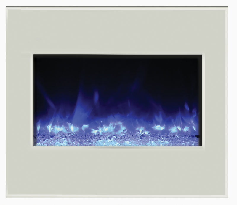 white glass surround for electric fireplace