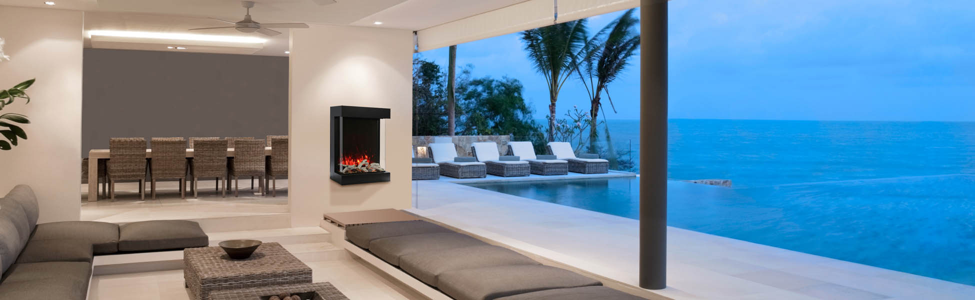 Cube outdoor electric fireplace