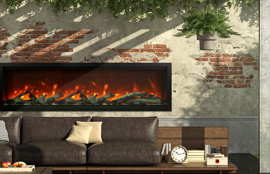 Outdoor electric fireplace
