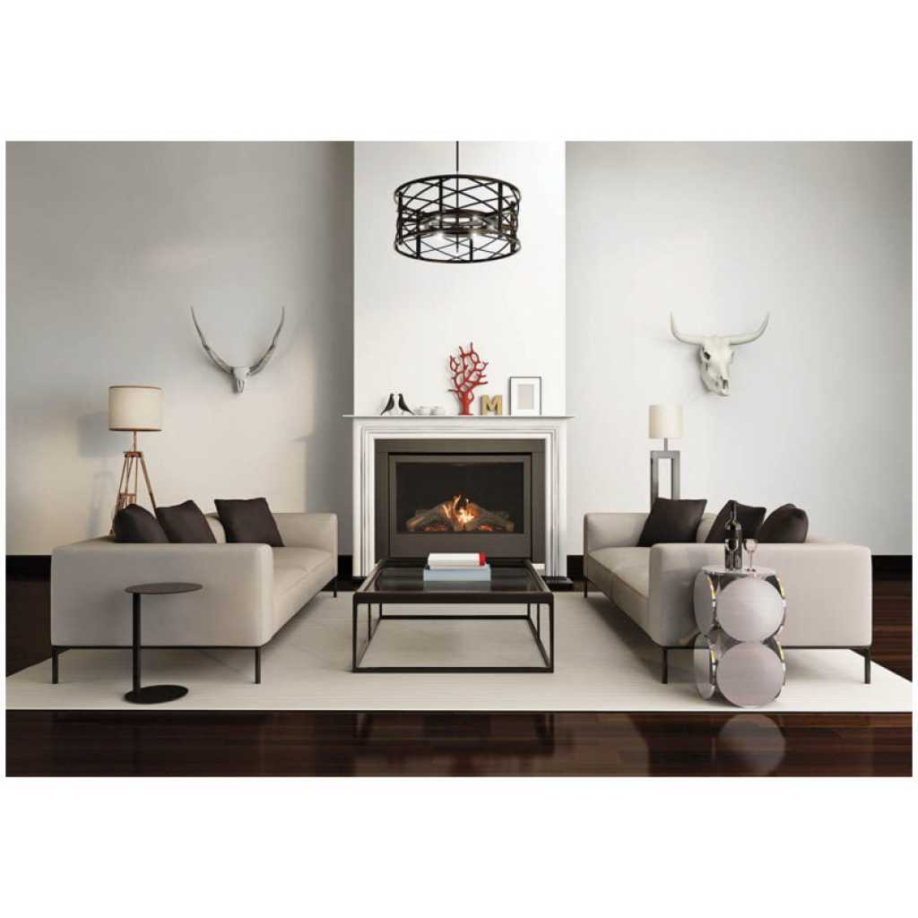 Grey interior fireplace modern atmospheric lounge living room
