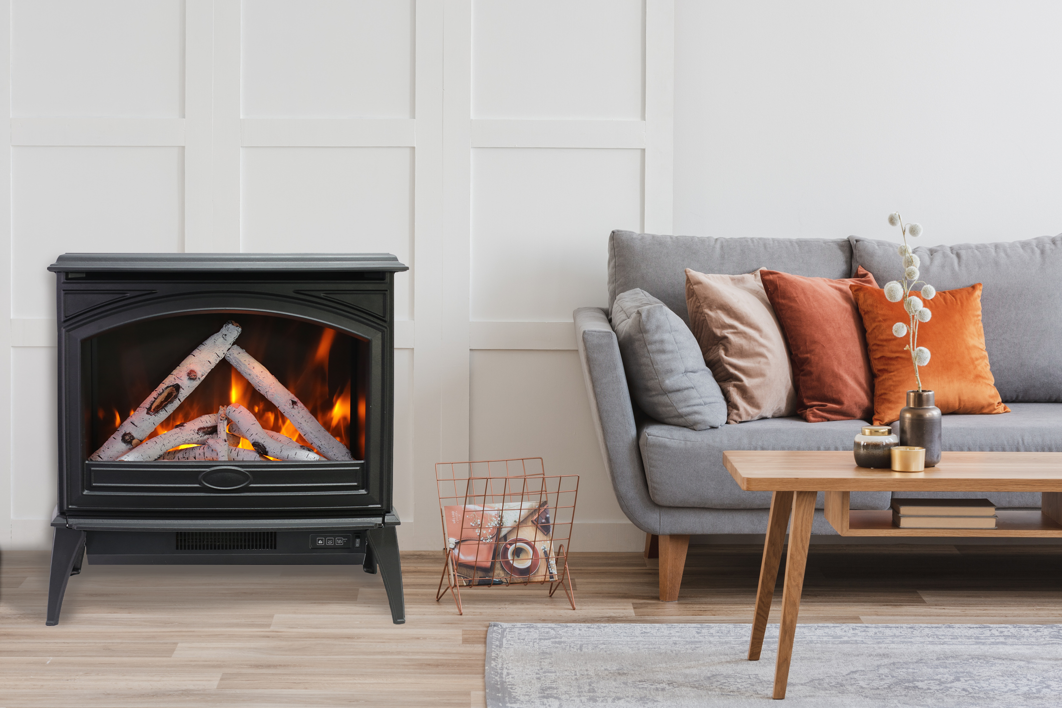 Cast Iron Freestand Electric Fireplace | Amantii Electric Fireplaces