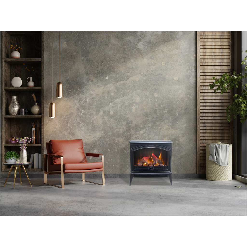 Cast iron electric fireplace freestanding with drift log-set