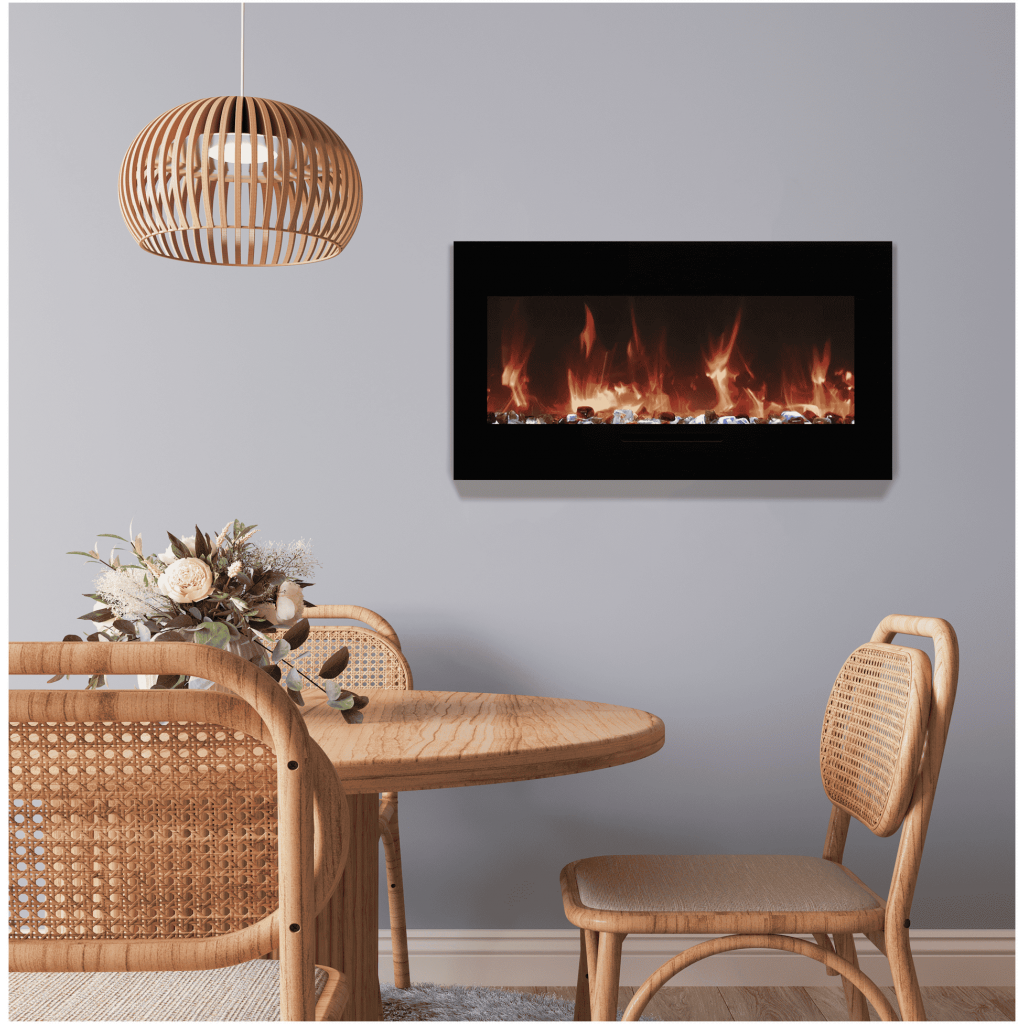 wm-fm 34 inch glass electric fireplace