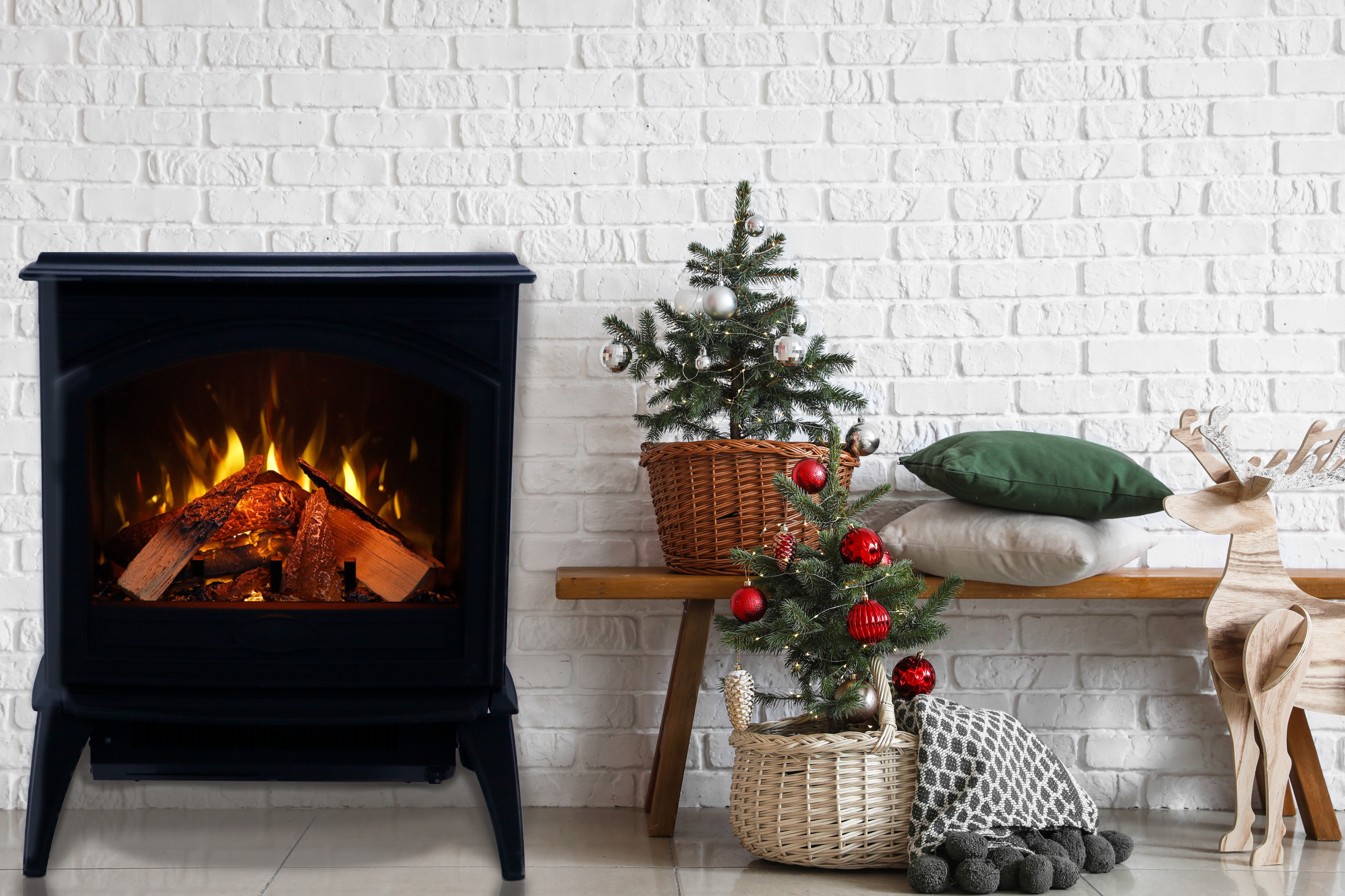 Cast Iron E-50HO, E-70HO Freestanding Electric Fireplace - Image 4